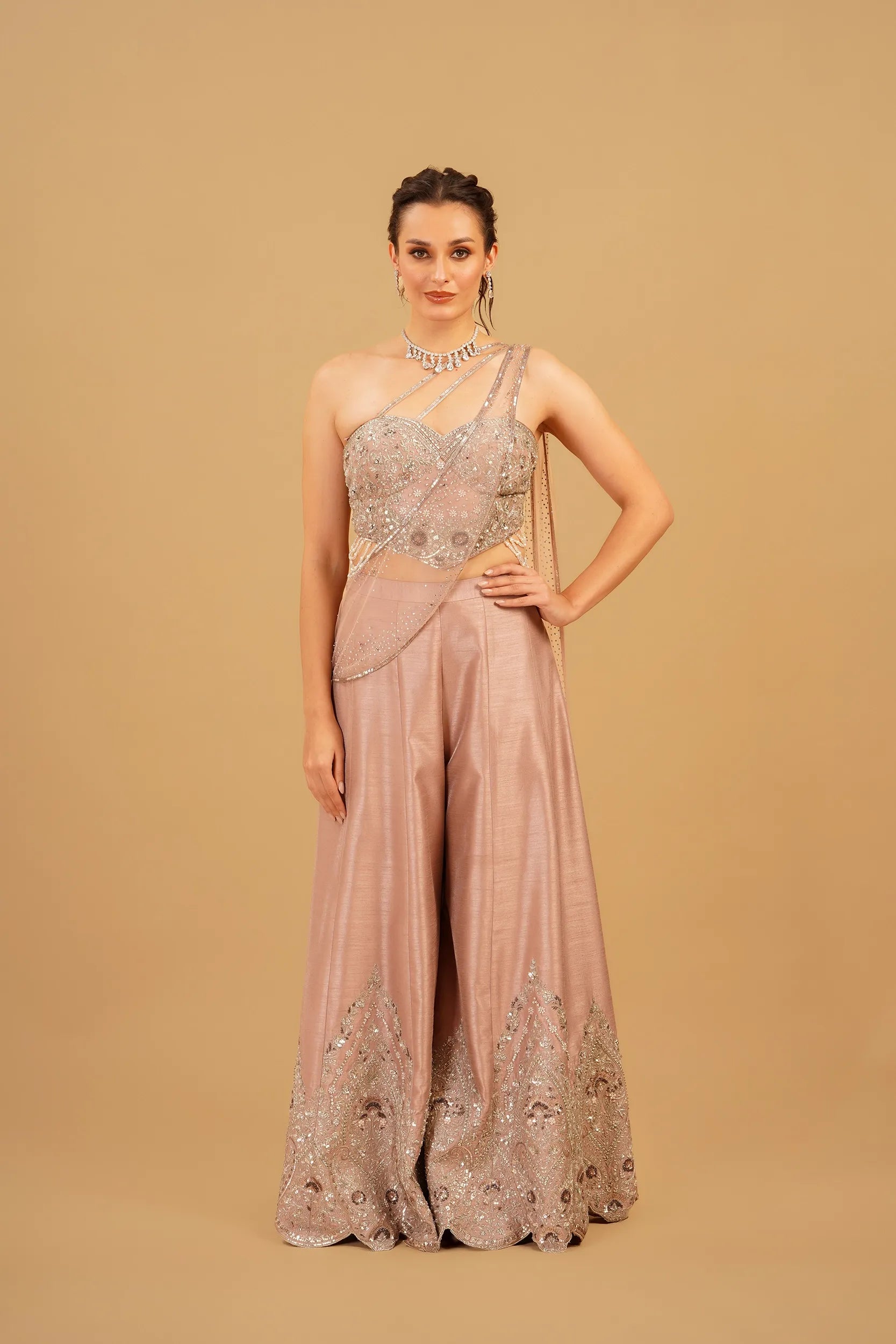 Pink Tassel Sharara Set