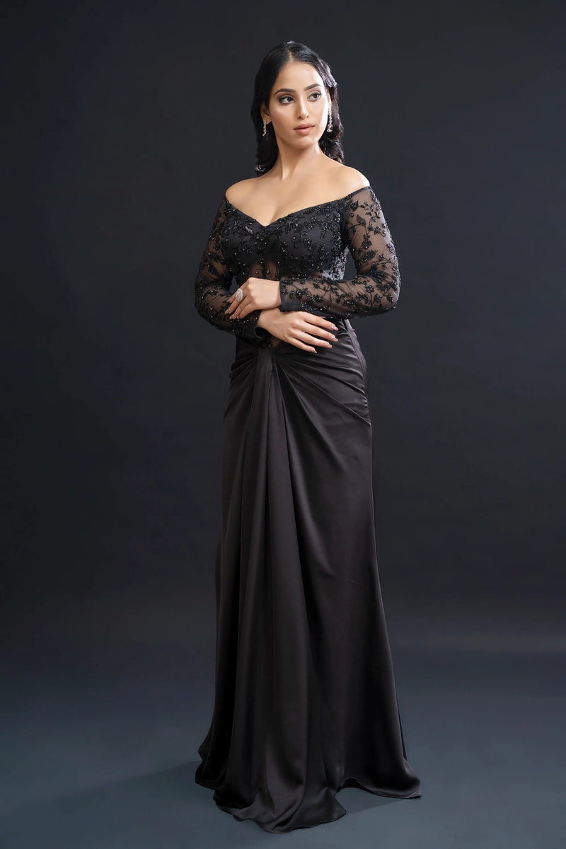 Black Drape Gown — alternate view