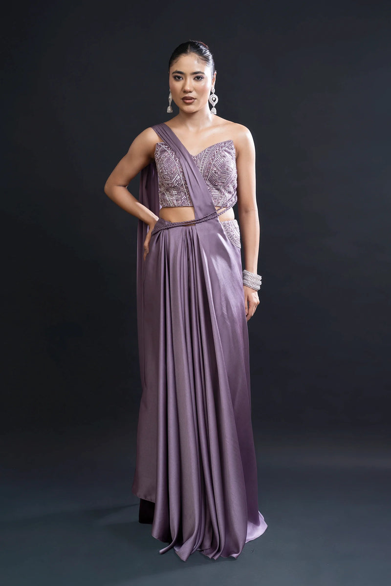 Mauve Drape Saree — alternate view