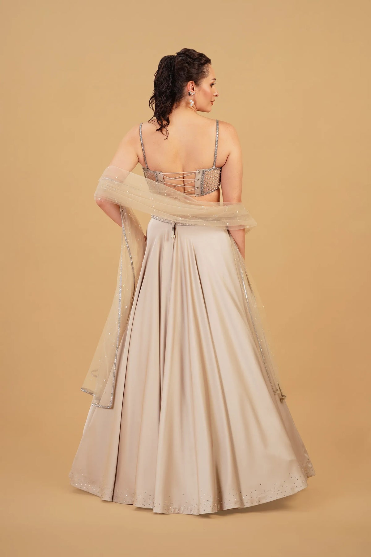 Beige Pearl Skirt Set