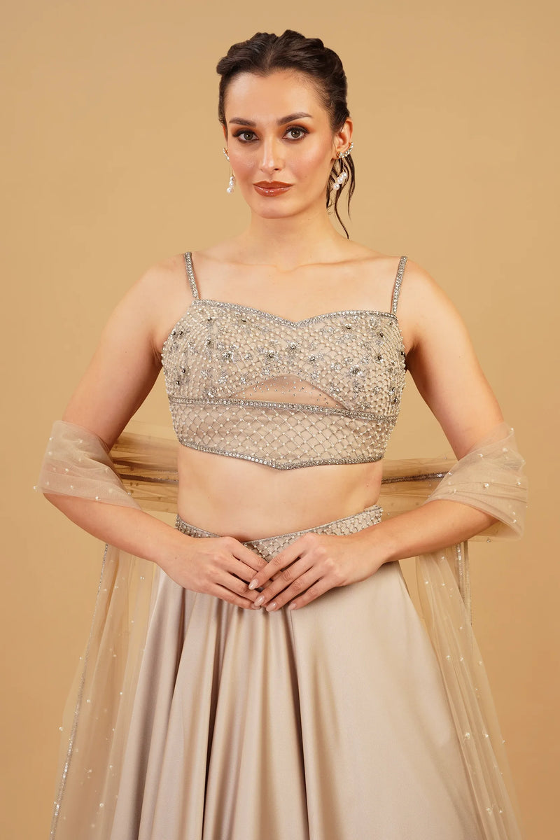 Beige Pearl Skirt Set — alternate view