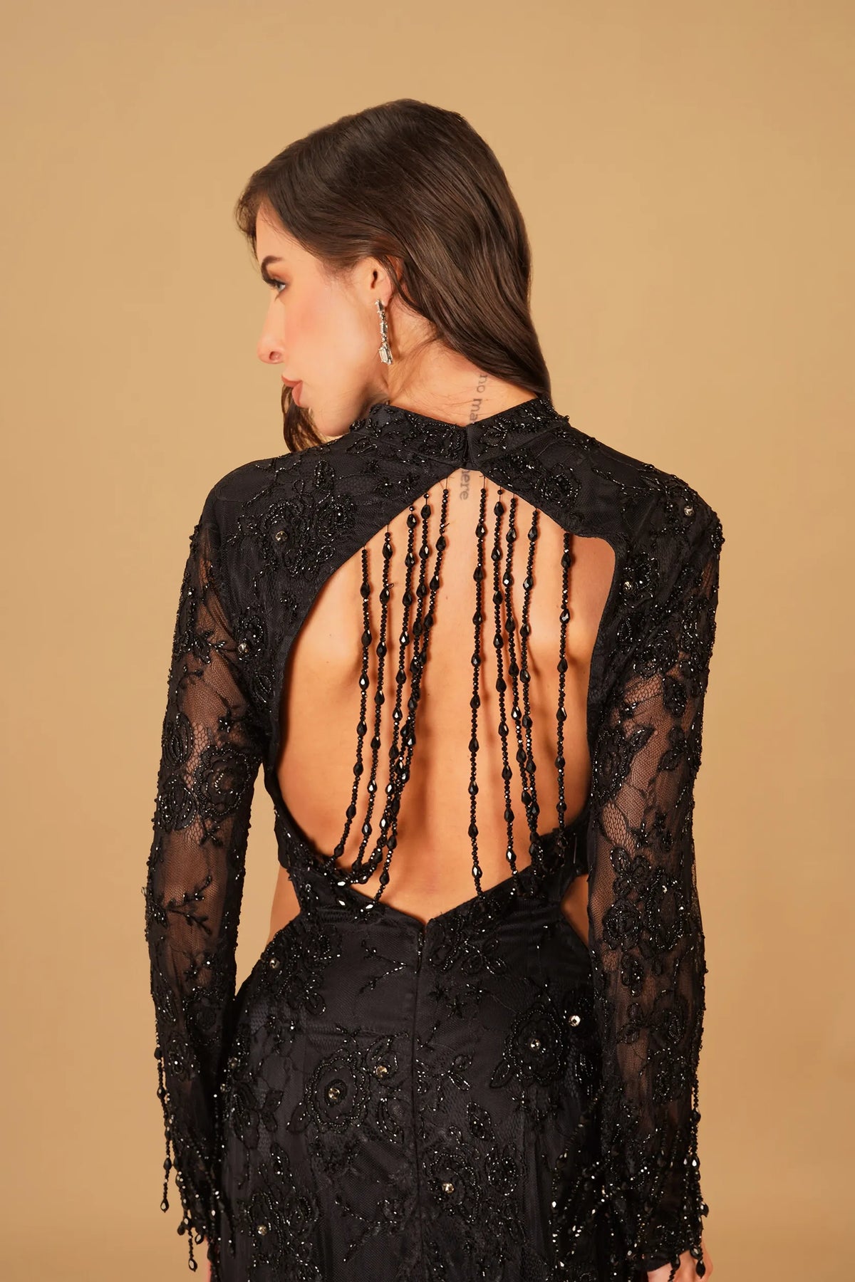 Black Straight Dress with Tassels