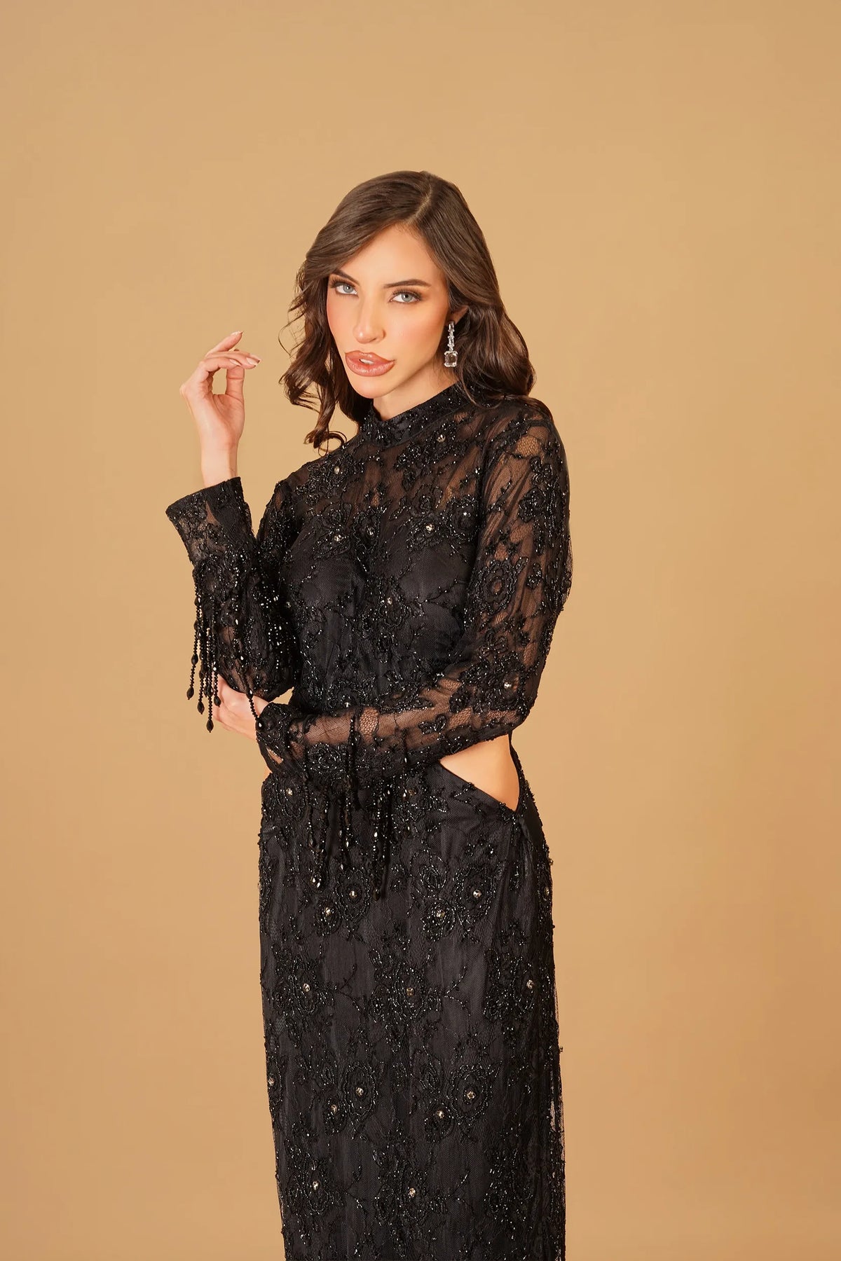 Black Straight Dress with Tassels