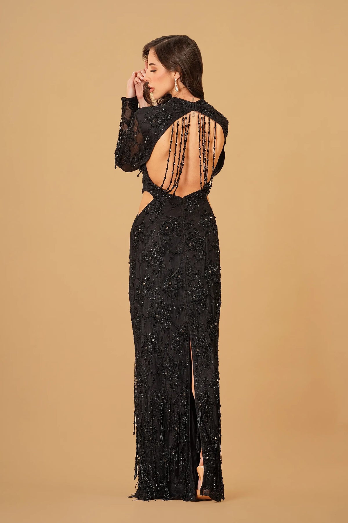 Black Straight Dress with Tassels