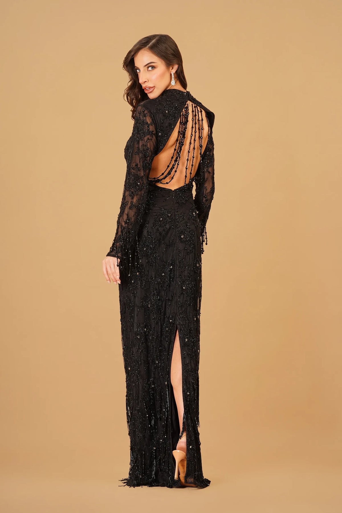 Black Straight Dress with Tassels