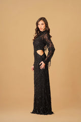 Black Straight Dress with Tassels