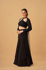 Black Tassel Skirt Set