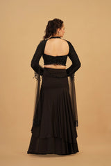 Black Tassel Skirt Set