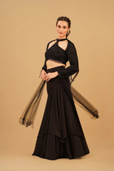 Black Tassel Skirt Set
