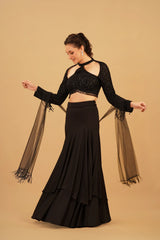Black Tassel Skirt Set