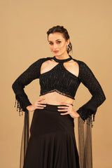 Black Tassel Skirt Set