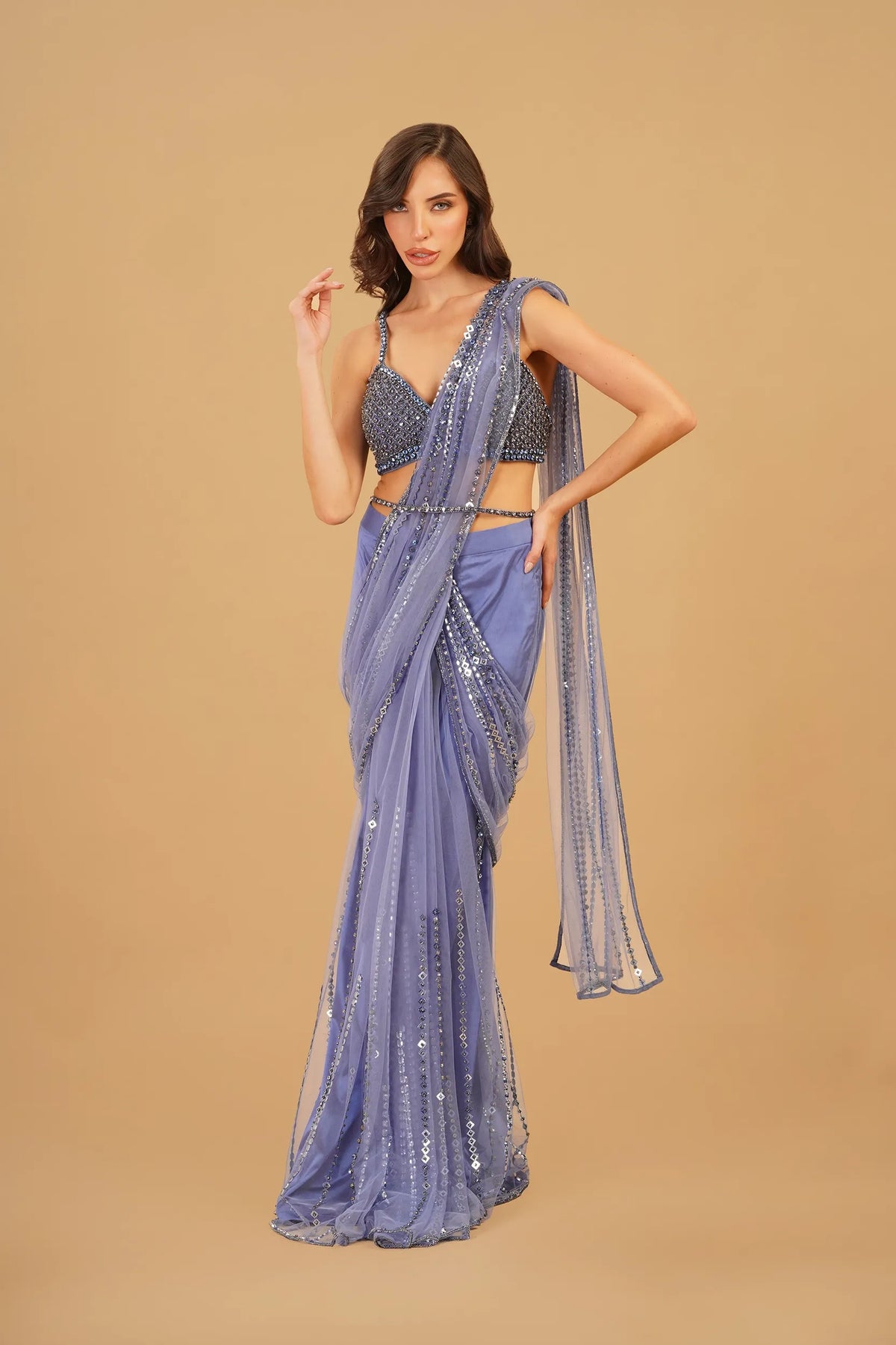 Blue Drape Saree