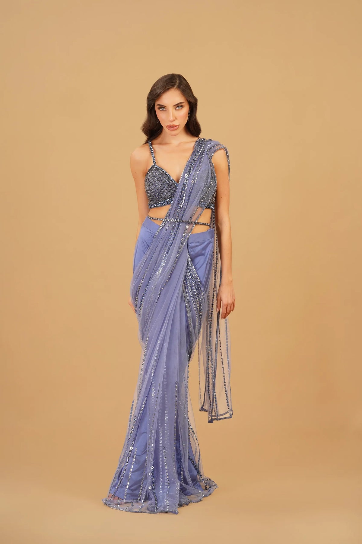 Blue Drape Saree