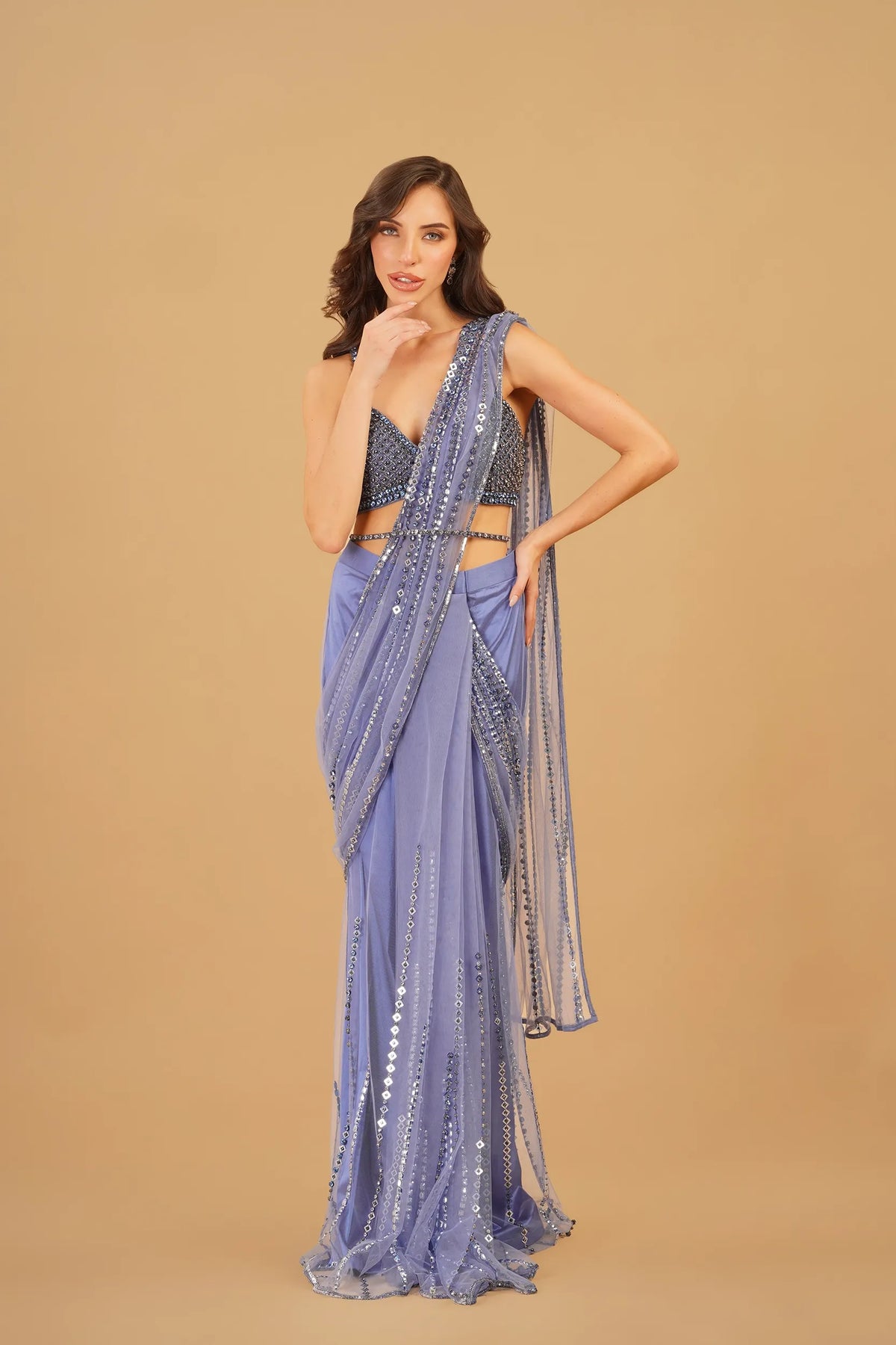 Blue Drape Saree
