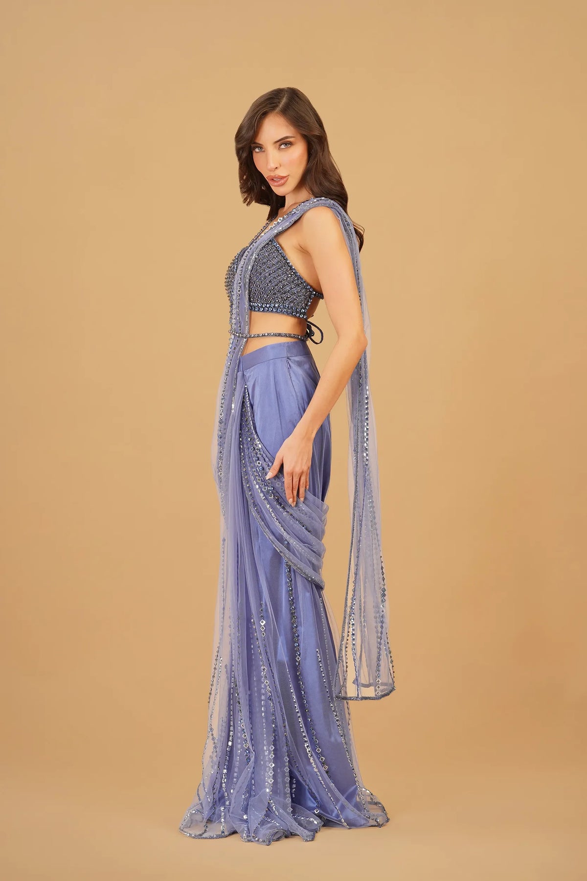 Blue Drape Saree