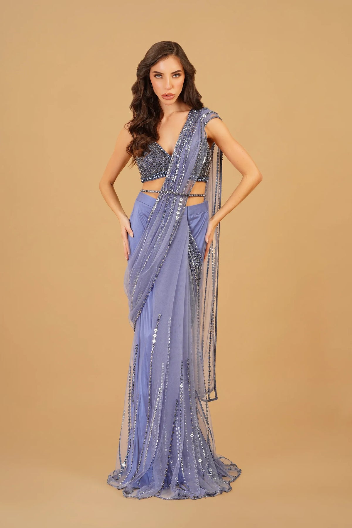Blue Drape Saree