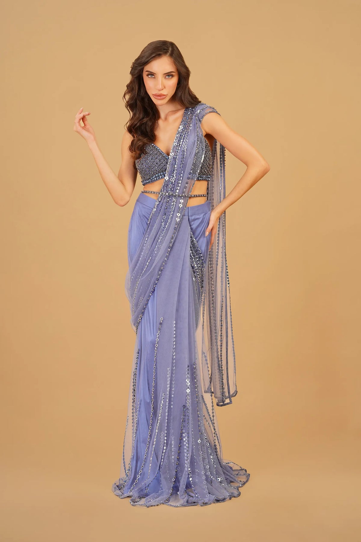 Blue Drape Saree