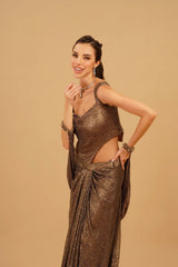 Dark Brown Drape Skirt Set