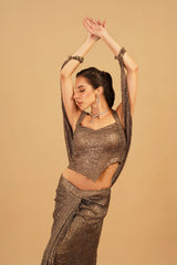 Dark Brown Drape Skirt Set