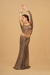Dark Brown Drape Skirt Set