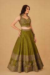 Forest Green Dabka Lehenga