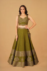 Forest Green Dabka Lehenga