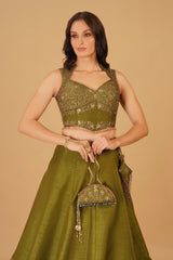 Forest Green Dabka Lehenga
