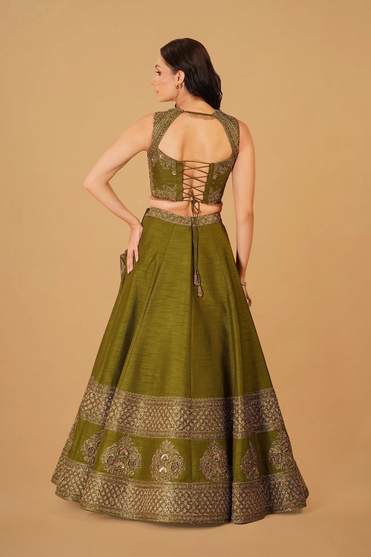 Forest Green Dabka Lehenga