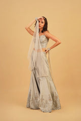 Grey Tassel Sharara Set