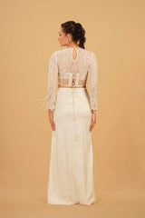 Ivory Tassel Drape Skirt Set