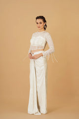 Ivory Tassel Drape Skirt Set