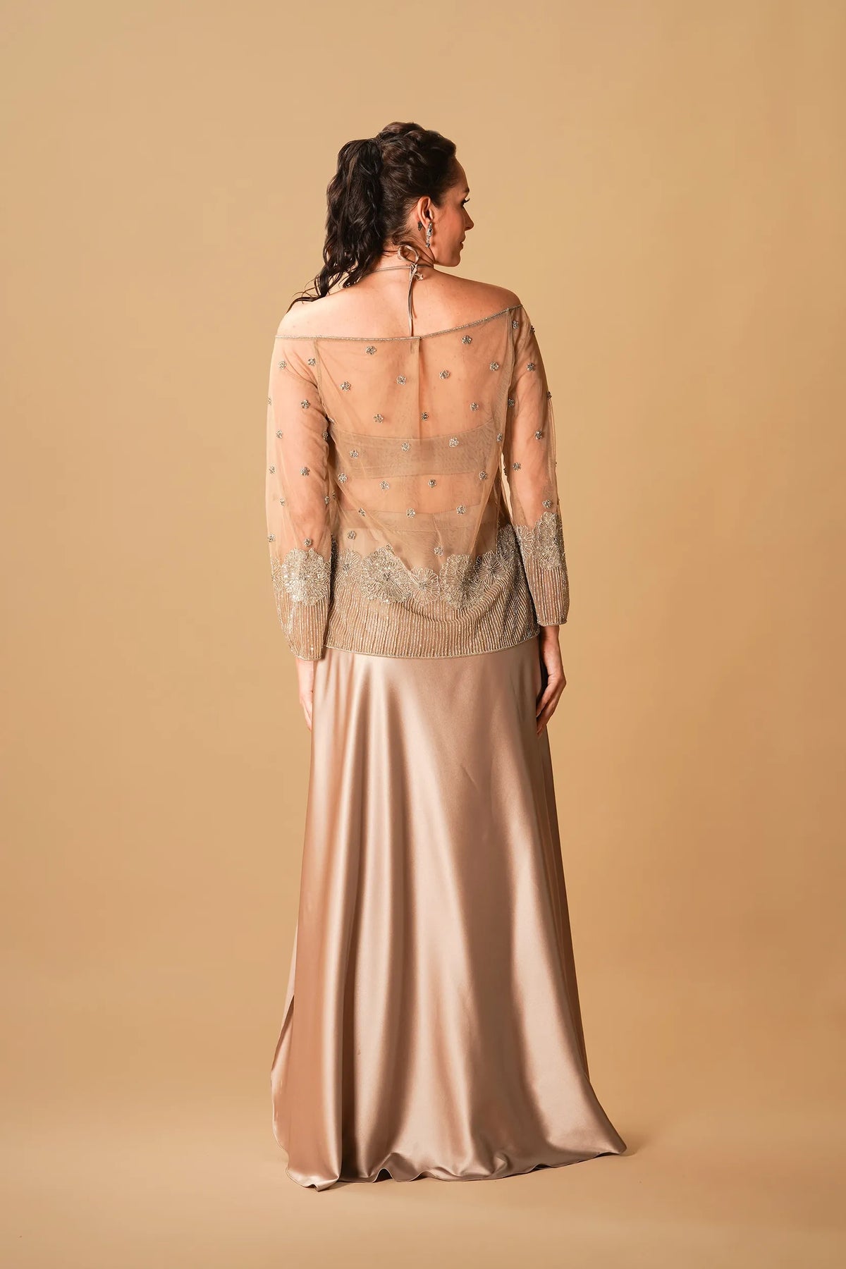 Light Beige Drape Skirt Set