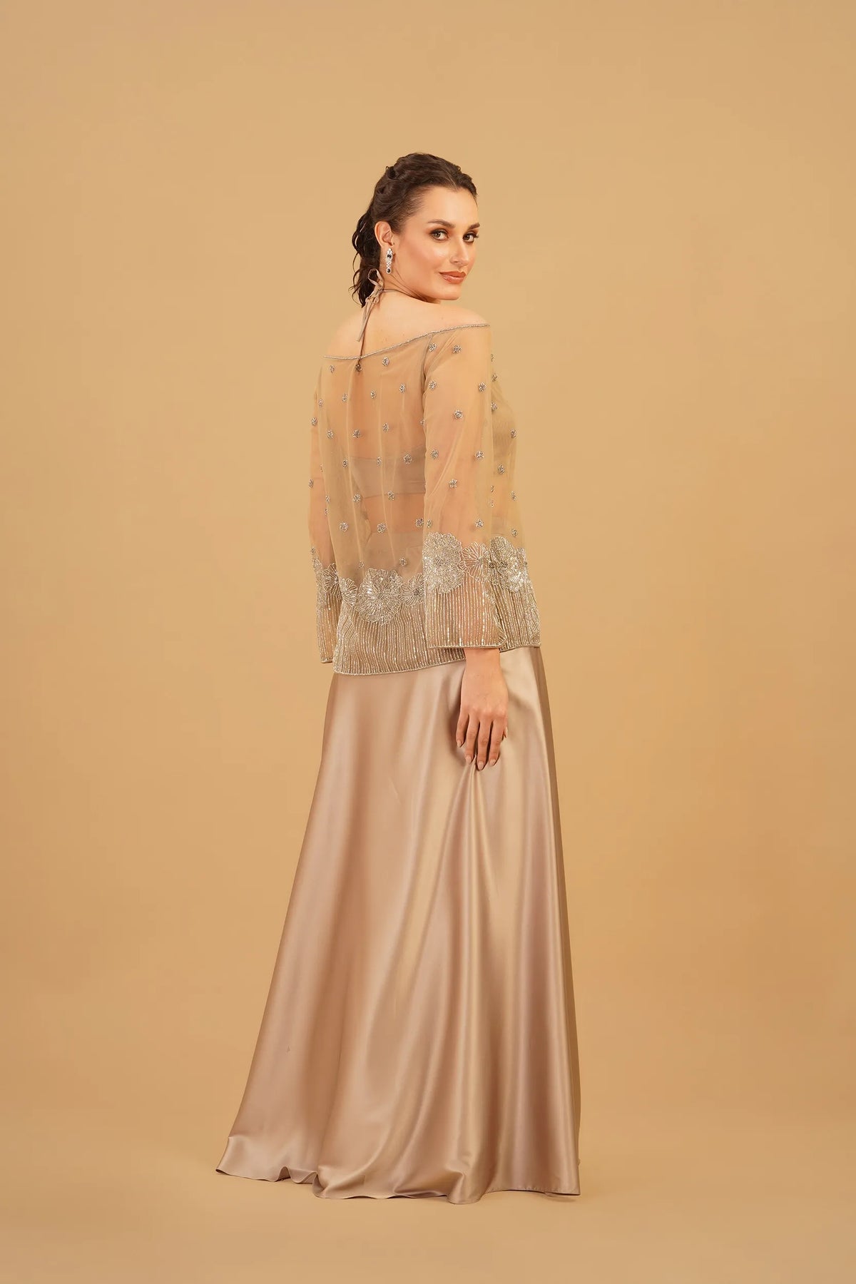 Light Beige Drape Skirt Set