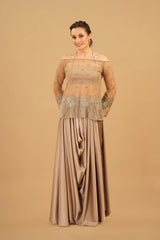 Light Beige Drape Skirt Set