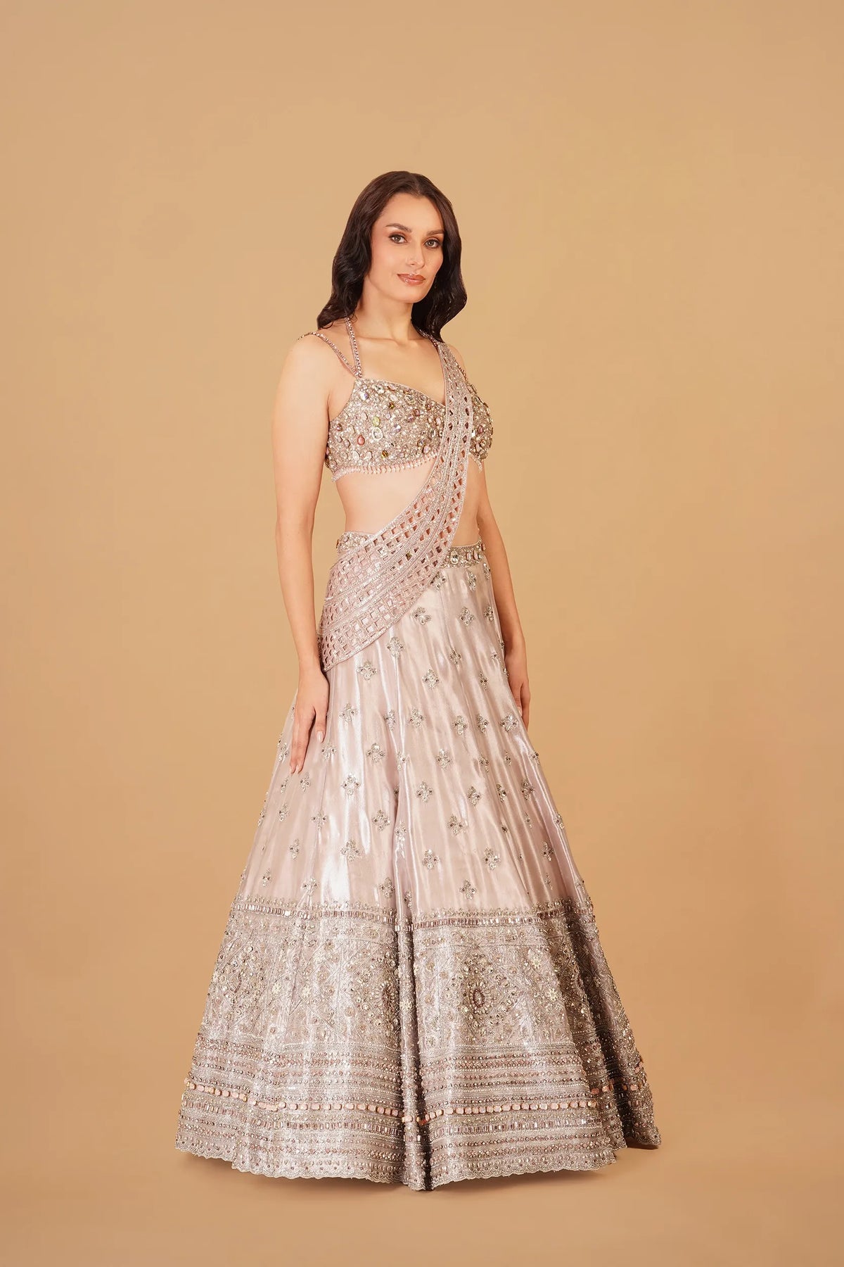 Light Pink Tissue Lehenga