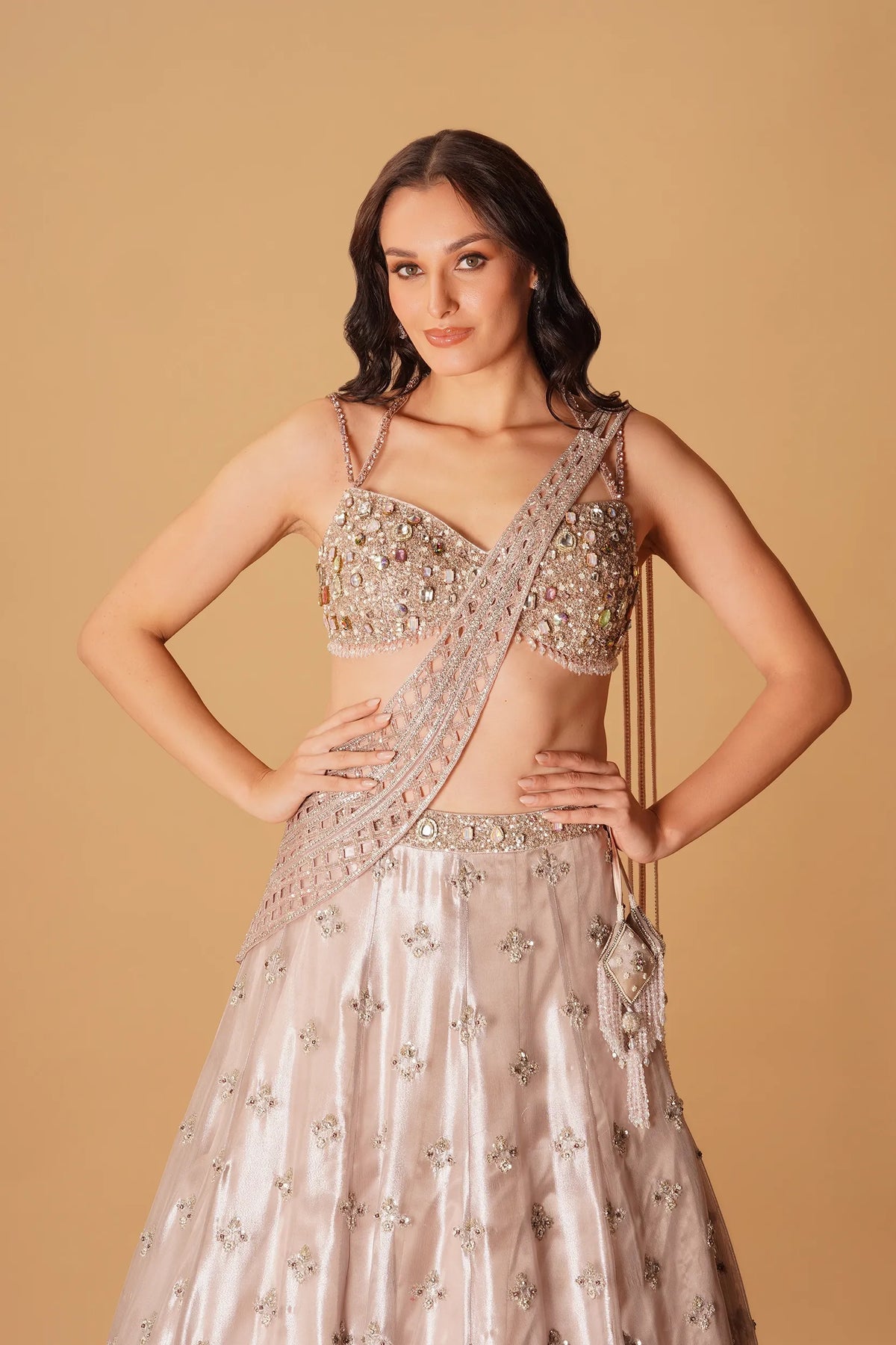 Light Pink Tissue Lehenga