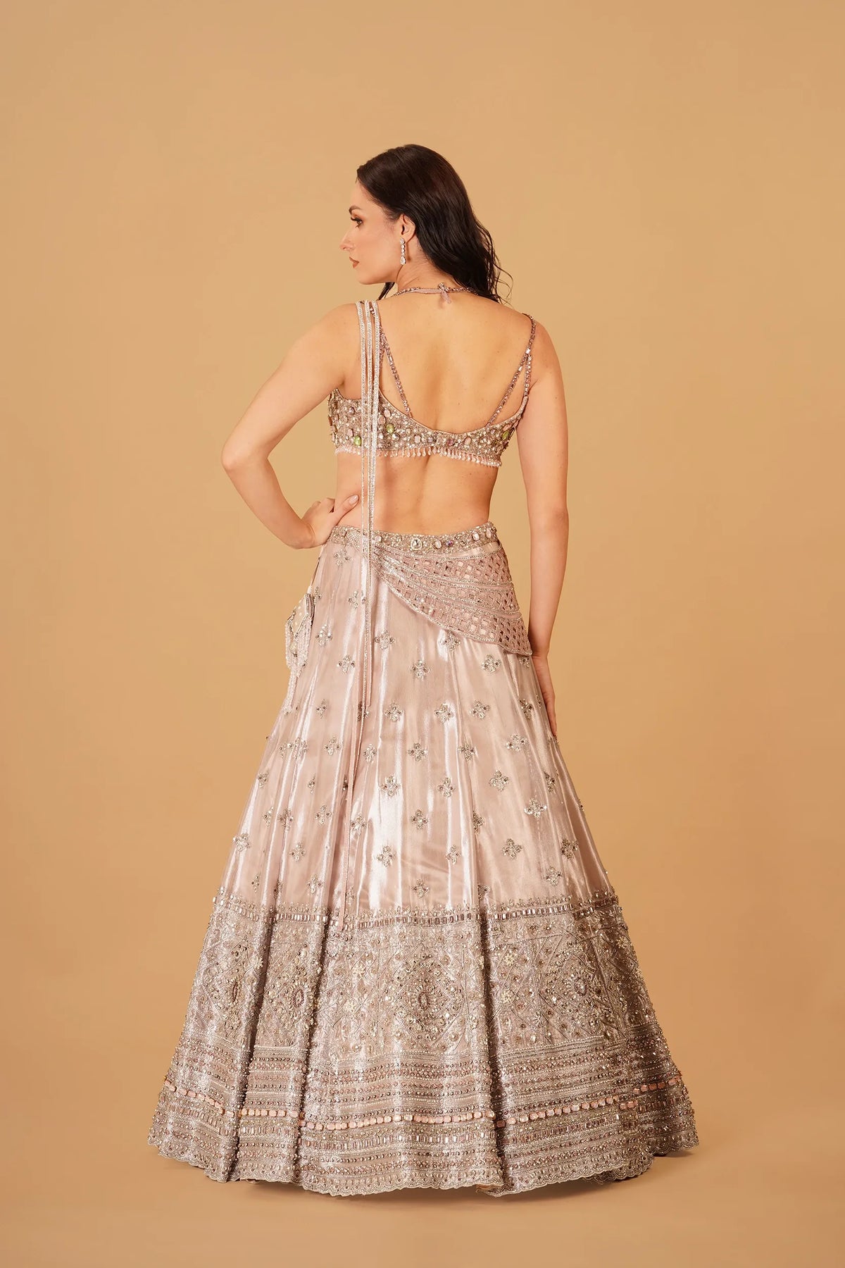 Light Pink Tissue Lehenga