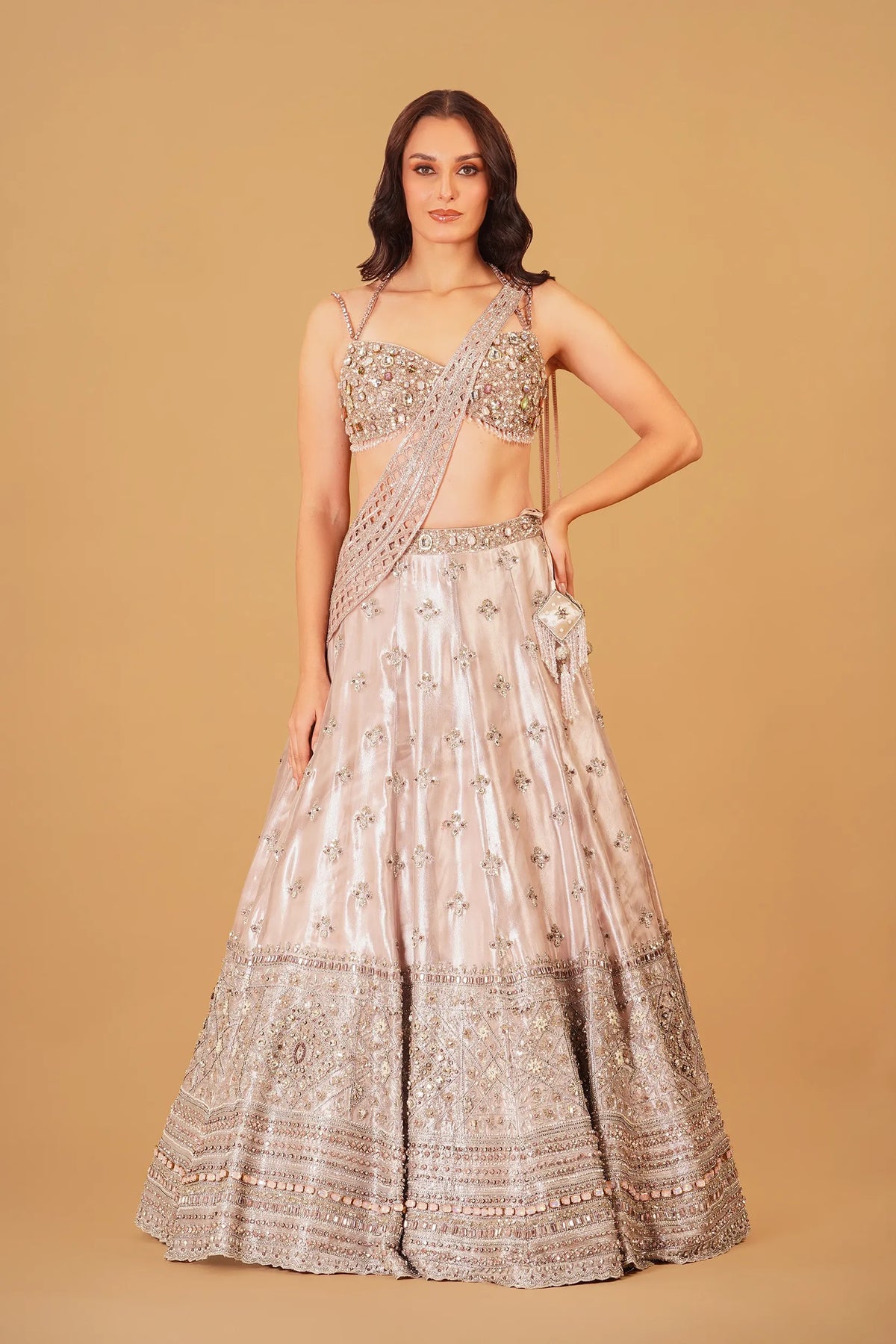 Light Pink Tissue Lehenga