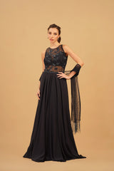 Navy Blue Cut Dana Anarkali