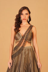 Olive Green Dabka Lehenga