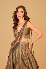 Olive Green Dabka Lehenga