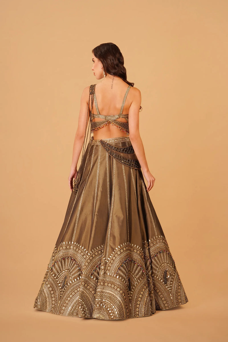 Olive Green Dabka Lehenga — alternate view