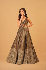 Olive Green Dabka Lehenga