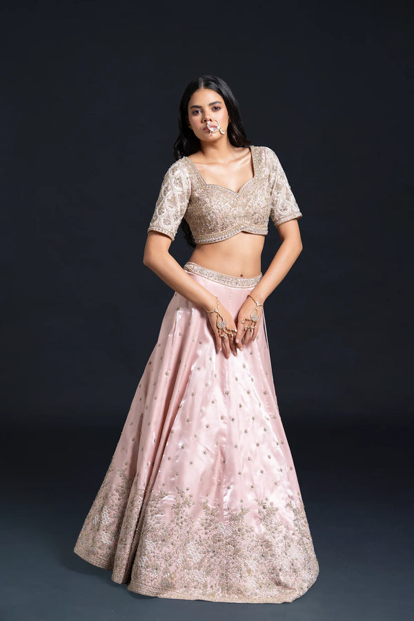 Peach Dabka Lehenga