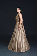 Peach Embroidered Bridal Lehenga for Sangeet and Festive Wear by Aahana's by Nidhi Mehra