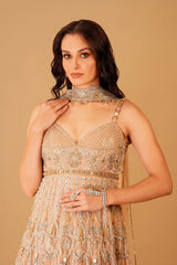 Peach Hand-Embroidered Anarkali