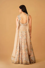 Peach Hand-Embroidered Anarkali