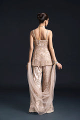 Peach Pink Bridal Sharara Set with Dabka and Sequin Embroidery for Sangeet and Reception Wear by Aahana's by Nidhi Mehra