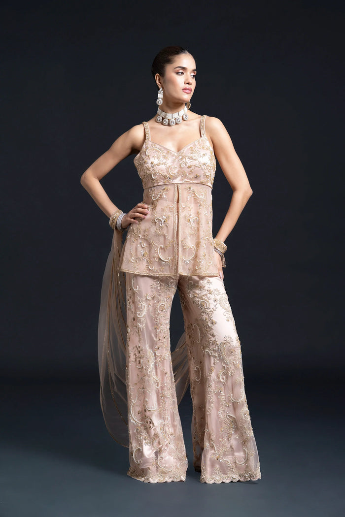 Peach Pink Sharara Set