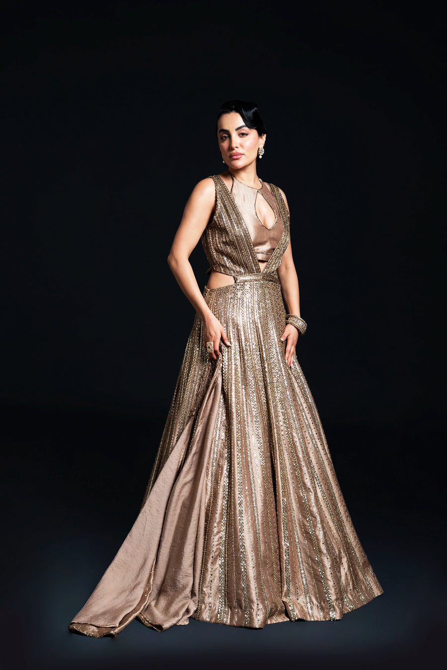 Peach Embroidered Lehenga